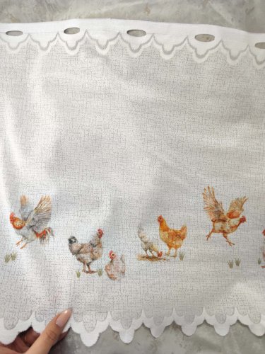 ZAZDROSTKA ŻAKARD KURY 50CM/70CM  (cena za 0,50mb)