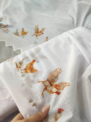 ZAZDROSTKA ŻAKARD KURY 50CM/70CM  (cena za 0,50mb)