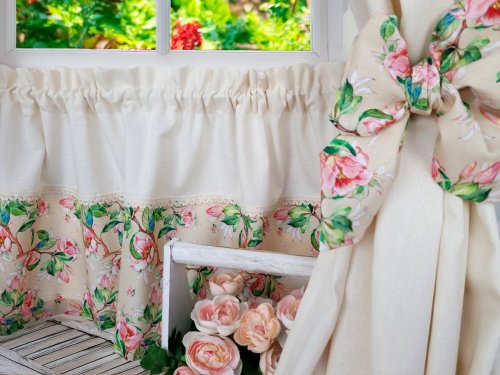 ZAKOSTYL ZASŁONY + ZAZDROSTKA JABŁONIE ECRU SHABBY