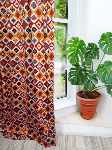 ZASŁONA AZTECKI GEOMETRYCZNY WZÓR SZER.140cm
