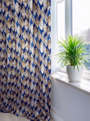 Zasłona liście na granacie szer.140cm