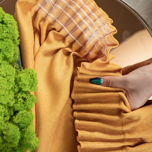 ZASŁONA EKSKLUZYWNA JODEŁKA MUSZTARDOWY SZER.140cm