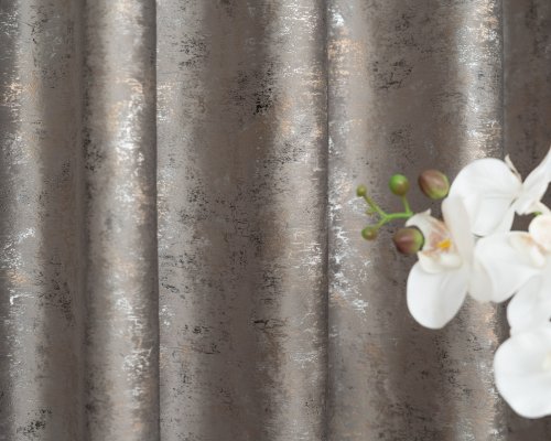 ZASŁONA VELVET BRĄZ GLAMOUR PRZECIERANE ZŁOTO SREBRO