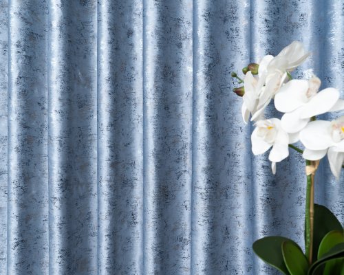 ZASŁONA VELVET NIEBIESKI GLAMOUR PRZECIERANE ZŁOTO SREBRO