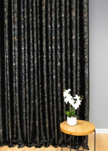 ZASŁONA VELVET CZARNY GLAMOUR PRZECIERANE ZŁOTO SREBRO