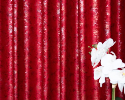 ZASŁONA VELVET CZERWONY GLAMOUR PRZECIERANE ZŁOTO SREBRO
