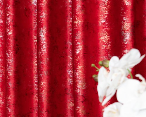 ZASŁONA VELVET CZERWONY GLAMOUR PRZECIERANE ZŁOTO SREBRO