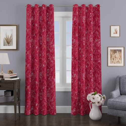 ZASŁONA VELVET CZERWONY GLAMOUR PRZECIERANE ZŁOTO SREBRO