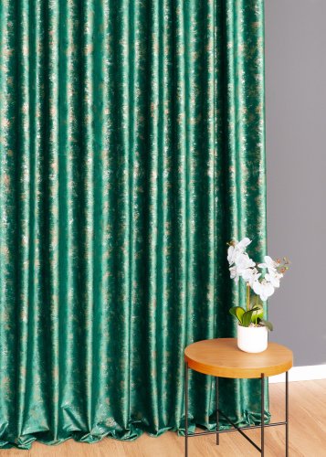 Zasłona velvet zielony glamour przecierane złoto srebro