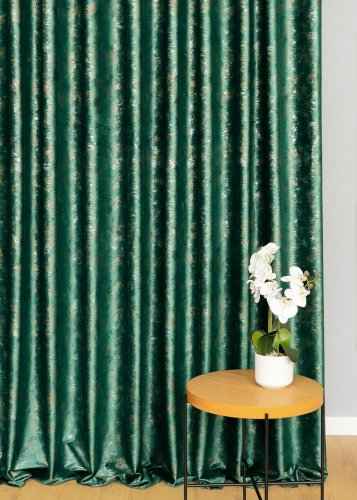 ZASŁONA VELVET ZIELONY GLAMOUR PRZECIERANE ZŁOTO SREBRO