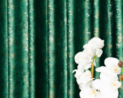ZASŁONA VELVET ZIELONY GLAMOUR PRZECIERANE ZŁOTO SREBRO