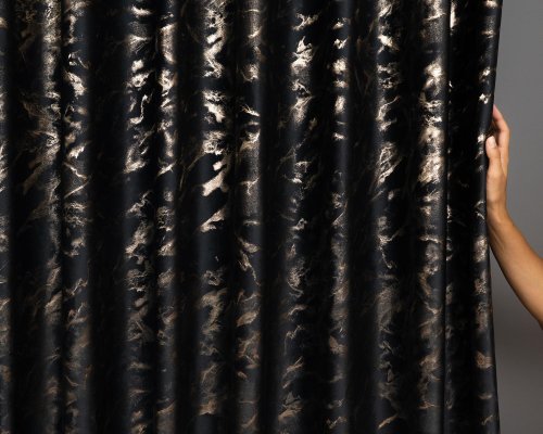 Zasłona velvet czarna glamour połysk lumina