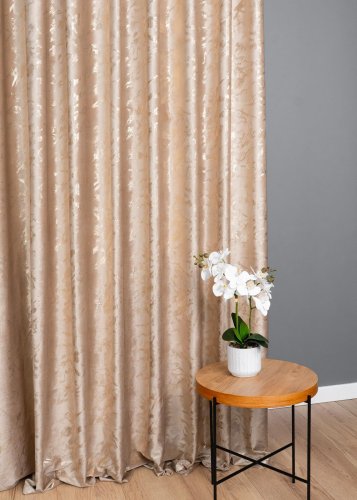 ZASŁONA VELVET CIEMNY BEŻ GLAMOUR POŁYSK LUMINA 