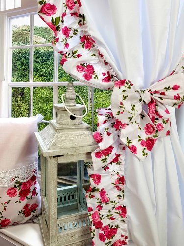 KOMPLET SHABBY CHIC RÓŻOWE RÓŻYCZKI