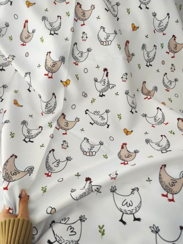 TKANINA PLAMOODPORNA KURY KOKO KURKI 150CM 