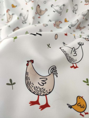 TKANINA PLAMOODPORNA KURY KOKO KURKI 150CM 