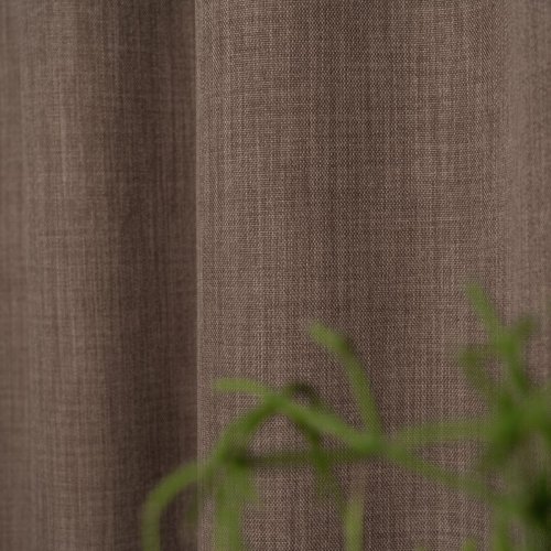 Zasłona o strukturze lnu zaciemniająca brązowy