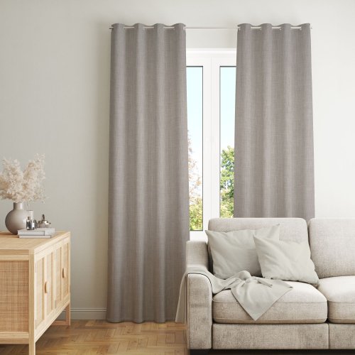 ZASŁONA O STRUKTURZE LNU ZACIEMNIAJĄCA SZARY KREM