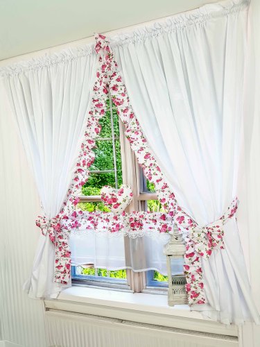 Zestaw zasłon+zazdrostka shabby chic falbanka