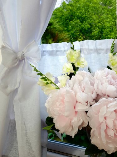 ZESTAW ZASŁON+ZAZDROSTKA SHABBY CHIC FALBANKA