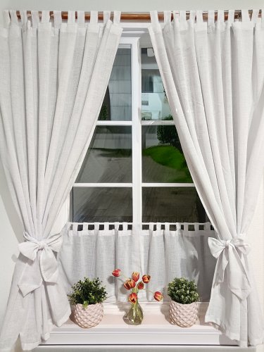 ZAKOSTYL ZASŁONY + ZAZDROSTKA BIAŁE SPLOT LEN SZELKI