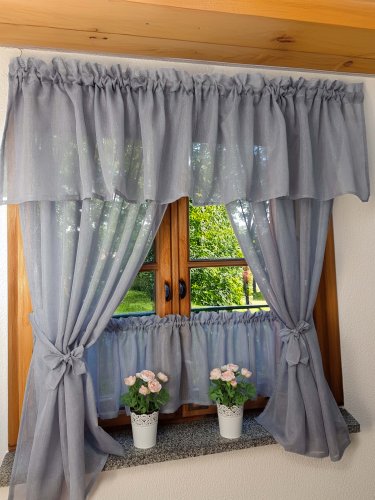 ZESTAW ZASŁON+ZAZDROSTKA+LAMBREKIN SZARY SABLE 