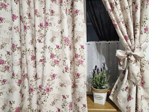 Zakostyl zasłony + zazdrostka  angielska róża krem wodoodporna