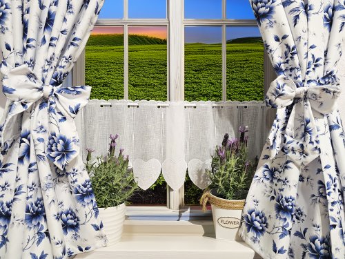 Zakostyl zasłony + zazdrostka floresa niebieska