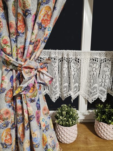 ZAKOSTYL ZASŁONY + ZAZDROSTKA  KORONKA WIELKANOC JAJKA ŚWIĘTA