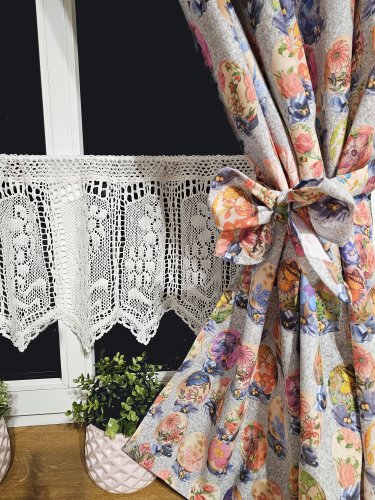 ZAKOSTYL ZASŁONY + ZAZDROSTKA  KORONKA WIELKANOC JAJKA ŚWIĘTA