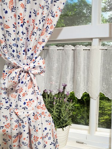 ZAKOSTYL ZASŁONY + ZAZDROSTKA  KWIATUSZKI WODOODPORNA