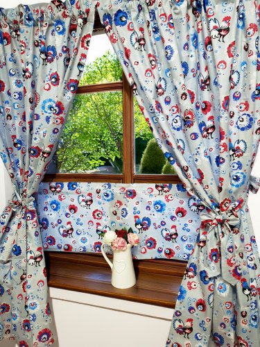 KOMPLET DO KUCHNI FOLK KOGUTY SZARE