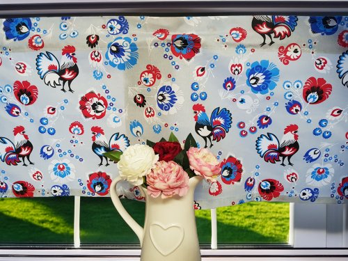 KOMPLET DO KUCHNI FOLK KOGUTY SZARE