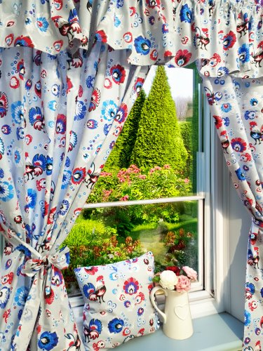 KOMPLET DO KUCHNI FOLK KOGUTY SZARE