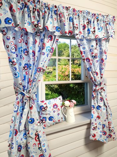 KOMPLET DO KUCHNI FOLK KOGUTY SZARE