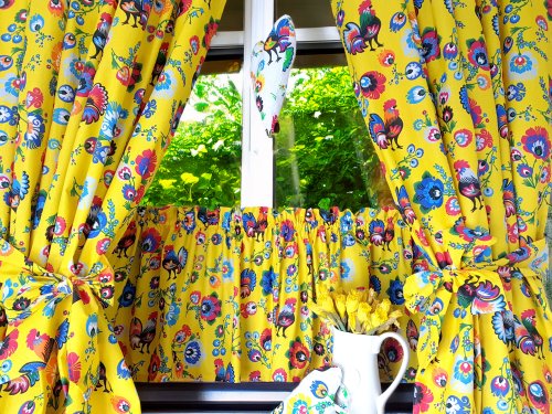 Komplet do kuchni folk koguty żółte