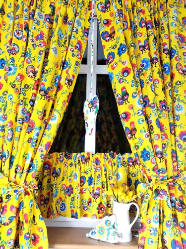 KOMPLET DO KUCHNI FOLK KOGUTY ŻÓŁTE