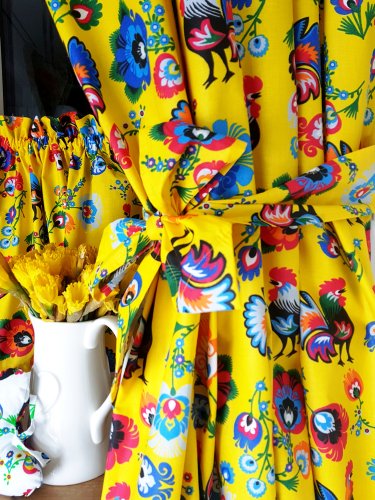 KOMPLET DO KUCHNI FOLK KOGUTY ŻÓŁTE