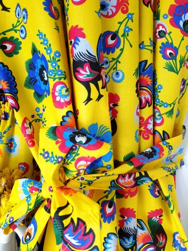 KOMPLET DO KUCHNI FOLK KOGUTY ŻÓŁTE