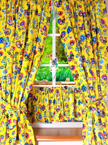 KOMPLET DO KUCHNI FOLK KOGUTY ŻÓŁTE