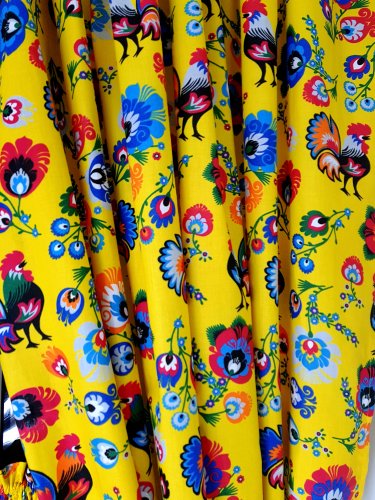 KOMPLET DO KUCHNI FOLK KOGUTY ŻÓŁTE