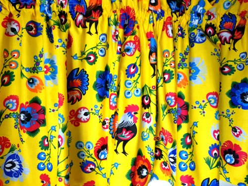 KOMPLET DO KUCHNI FOLK KOGUTY ŻÓŁTE