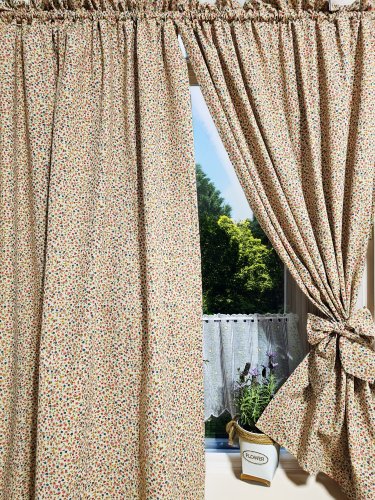 ZASŁONA NATURAL BEŻ KOLOROWE KWIATUSZKI 