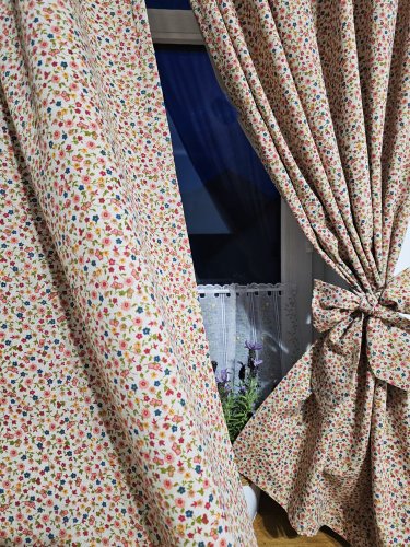 ZASŁONA NATURAL BEŻ KOLOROWE KWIATUSZKI 