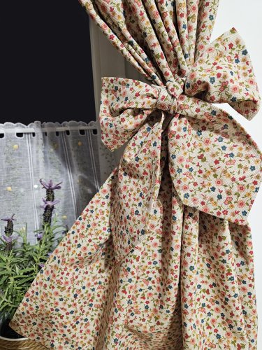 ZASŁONA NATURAL BEŻ KOLOROWE KWIATUSZKI 