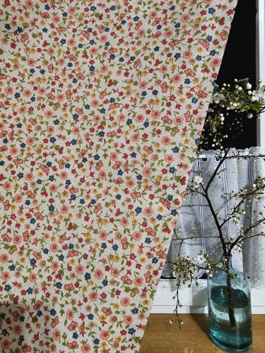 ZASŁONA NATURAL BEŻ KOLOROWE KWIATUSZKI 