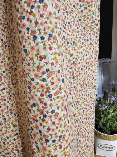 ZASŁONA NATURAL BEŻ KOLOROWE KWIATUSZKI 