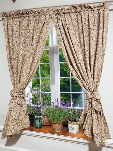 ZASŁONA NATURAL BEŻ KOLOROWE KWIATUSZKI 