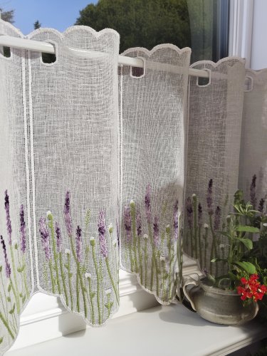 ZAKOSTYL ZASŁONY + ZAZDROSTKA LAWENDA BUKIETY PLAMOODPORNA