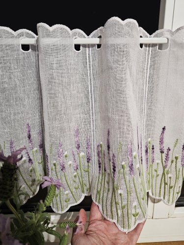 ZAKOSTYL ZASŁONY + ZAZDROSTKA LAWENDA BUKIETY PLAMOODPORNA